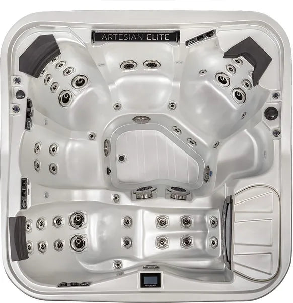 Top-down view of the Artesian Spas Elite Eagle Crest hot tub — 84" x 84" square cabinet