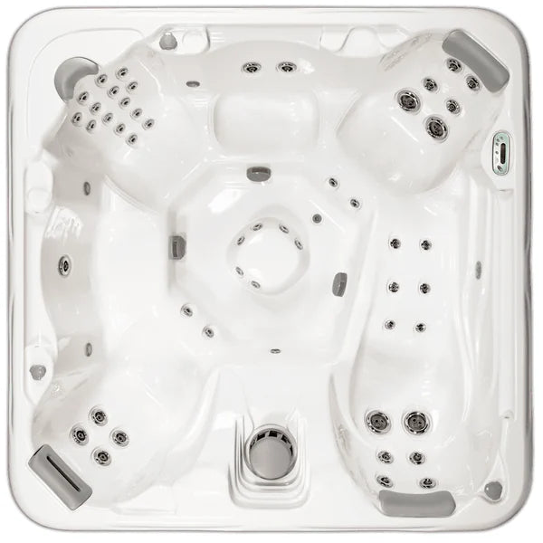 Top-down view of the Artesian Spas South Seas 850L hot tub — 91" x 91" square cabinet