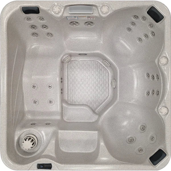 Top-down view of the Cal Spas Hawaiian Plus PPZ-634L hot tub — 78" x 78" square cabinet