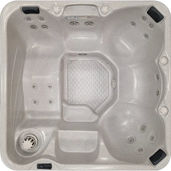 Top-down view of the Cal Spas Hawaiian PZ-620L hot tub — 78" x 78" square cabinet