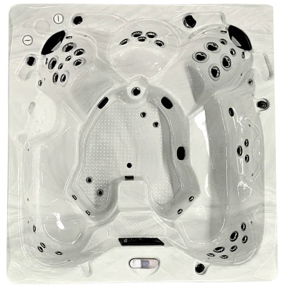 Top-down view of the Coast Spas Freedom Bench High Profile hot tub — 92" x 92" square cabinet