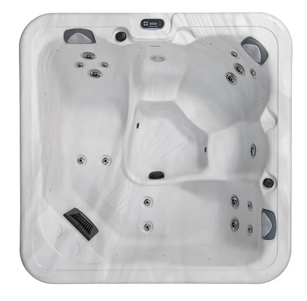Top-down view of the Coast Spas Silhouette Lounge hot tub — 77" x 77" square cabinet