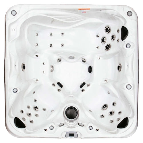 Top-down view of the Dr. Wellness Spas G-5000 hot tub — 84" x 84" square cabinet