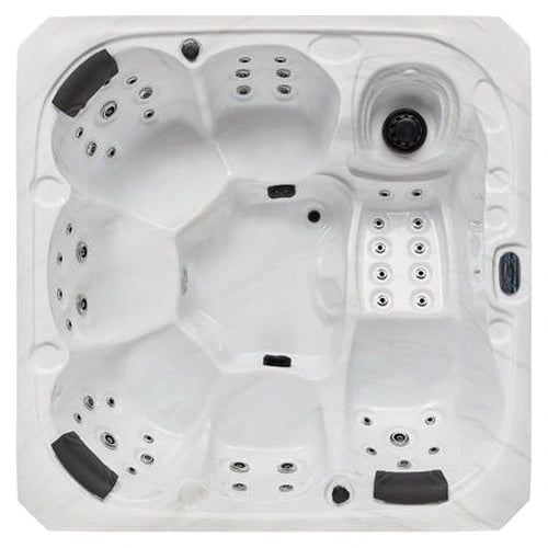 Top-down view of the Luxury Spas USA Savannah (WS-692) hot tub — 85" x 85" square cabinet