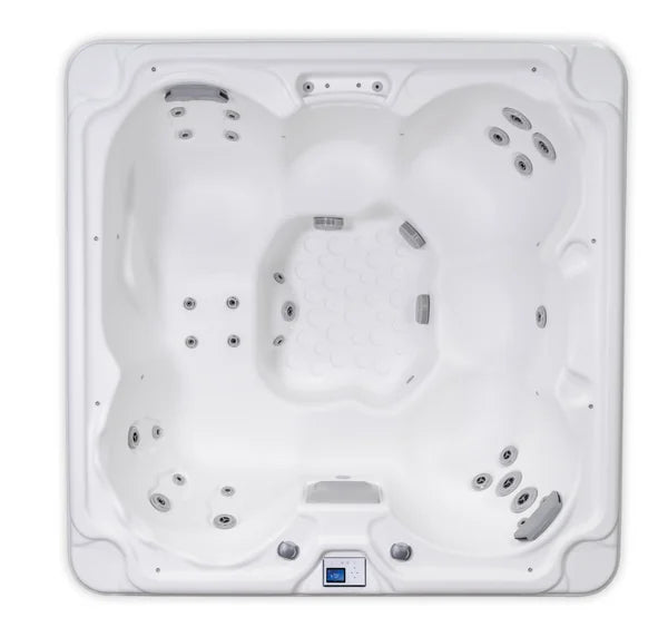 Top-down view of the Viking Spas Royale X hot tub — 78" x 78" square cabinet
