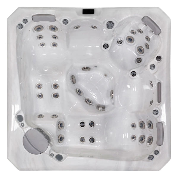 Top-down view of the Wellis Spas Milan (Palermo) hot tub — 86" x 86" square cabinet